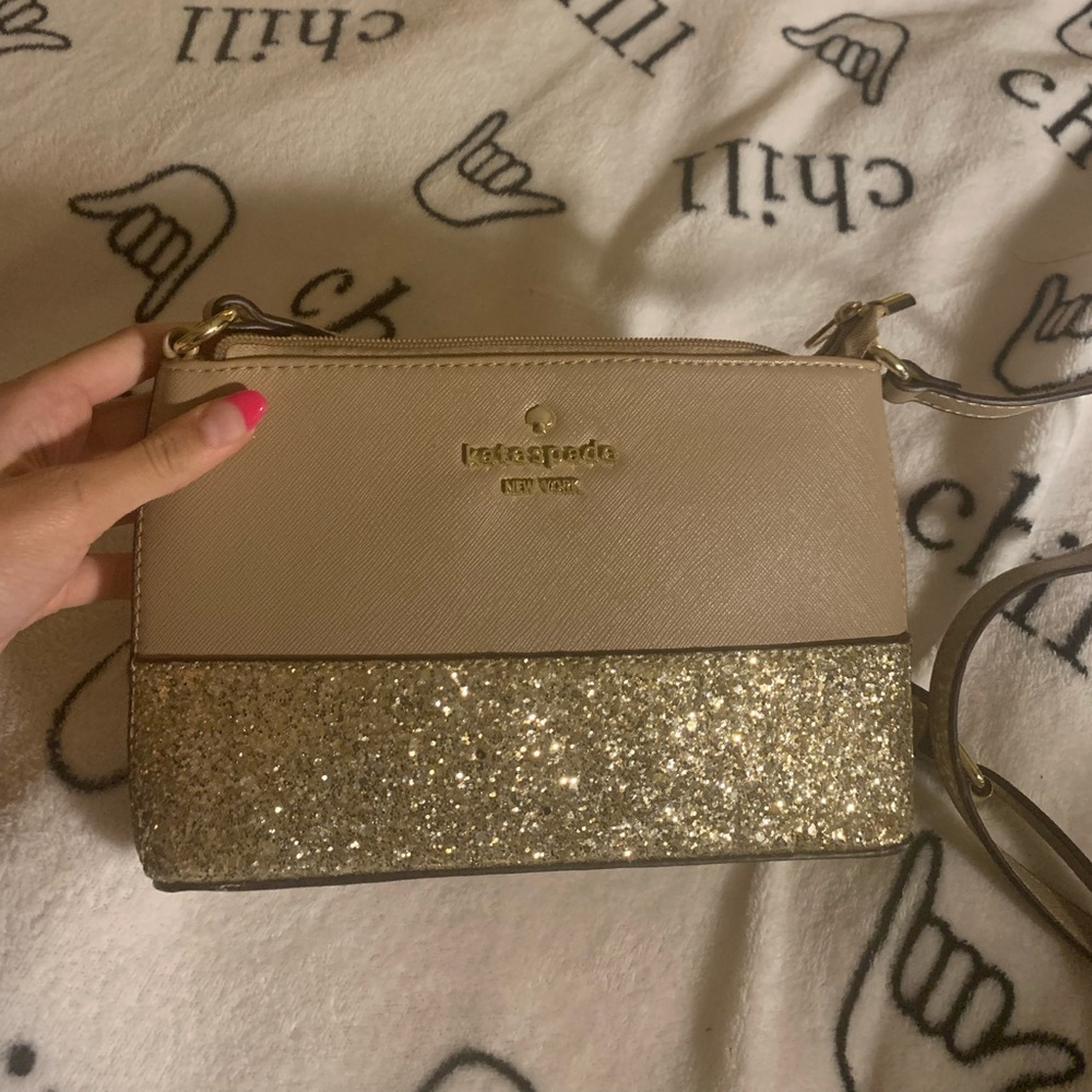 Kate spade glitter rose gold purse